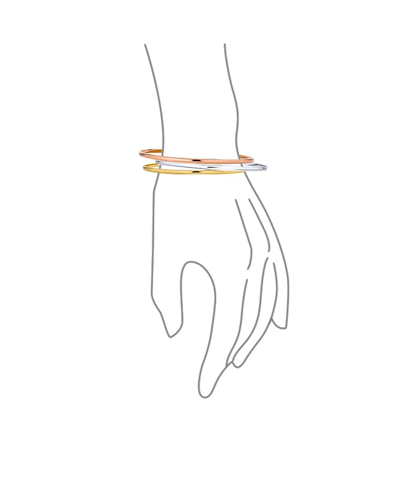 Bling Jewelry Set of 3 Tri-Color Stacking Bangle Bracelets Rose Gold Plated Sterling Silver