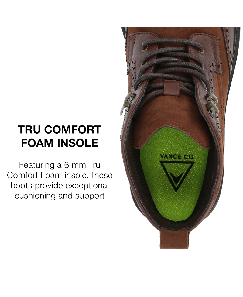 Vance Co. Men's Virgil Tru Comfort Foam Wingtip Lace-Up Ankle Boots