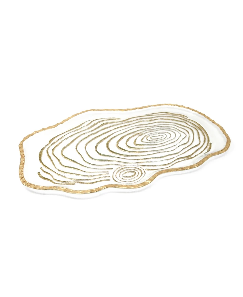 Glass Oval Tray Gold-Tone Grained