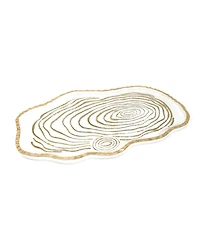 Glass Oval Tray Gold-Tone Grained
