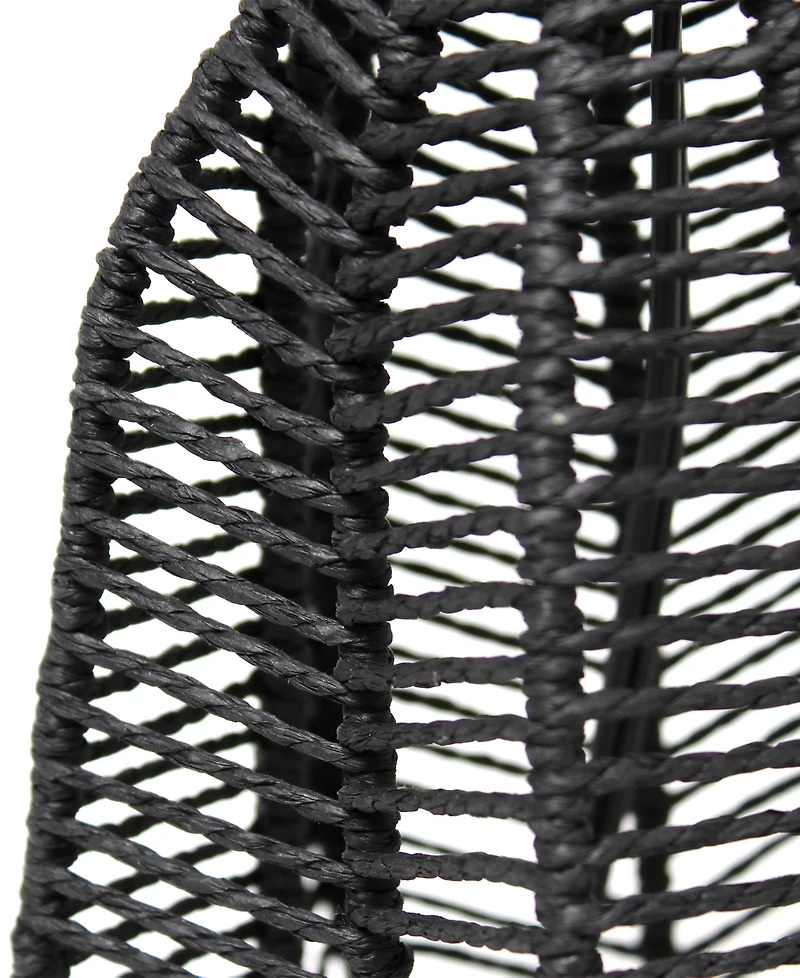 All The Rages 21" Vintage-like Rattan Wicker Style Paper Rope Bedside Table Lamp with Light Beige Fabric Shade
