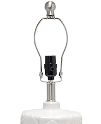 All The Rages 19" Contemporary Bohemian Ceramic Eyelet Pattern Floral Textured Bedside Table Lamp with White Fabric Shade
