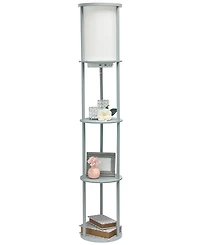 All The Rages Etagere Organizer Storage Floor Lamp with 2 Usb Charging Ports, 1 Charging Outlet