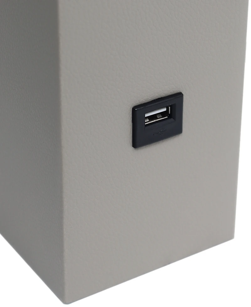 Lalia Home Lexington 21" Leather Base Modern Decor Bedside Table Lamp with Usb Charging Port