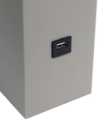 Lalia Home Lexington 21" Leather Base Modern Decor Bedside Table Lamp with Usb Charging Port