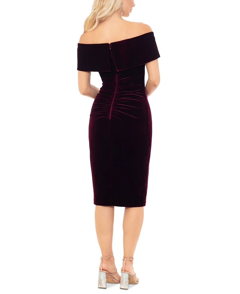Xscape Women's Velvet Off-The-Shoulder Midi Dress