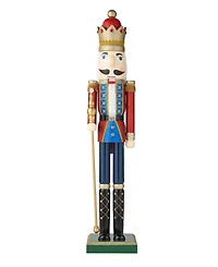 Glitzhome 54" H Wooden Christmas Glitter King Nutcracker