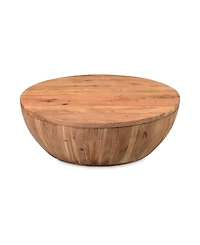 Eske 35.5" Acacia Wood Round Storage Coffee Table