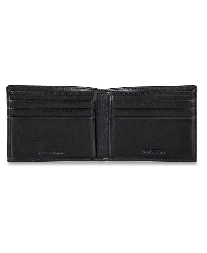 Nautica Men's Enameled Logo Leather Bifold Wallet