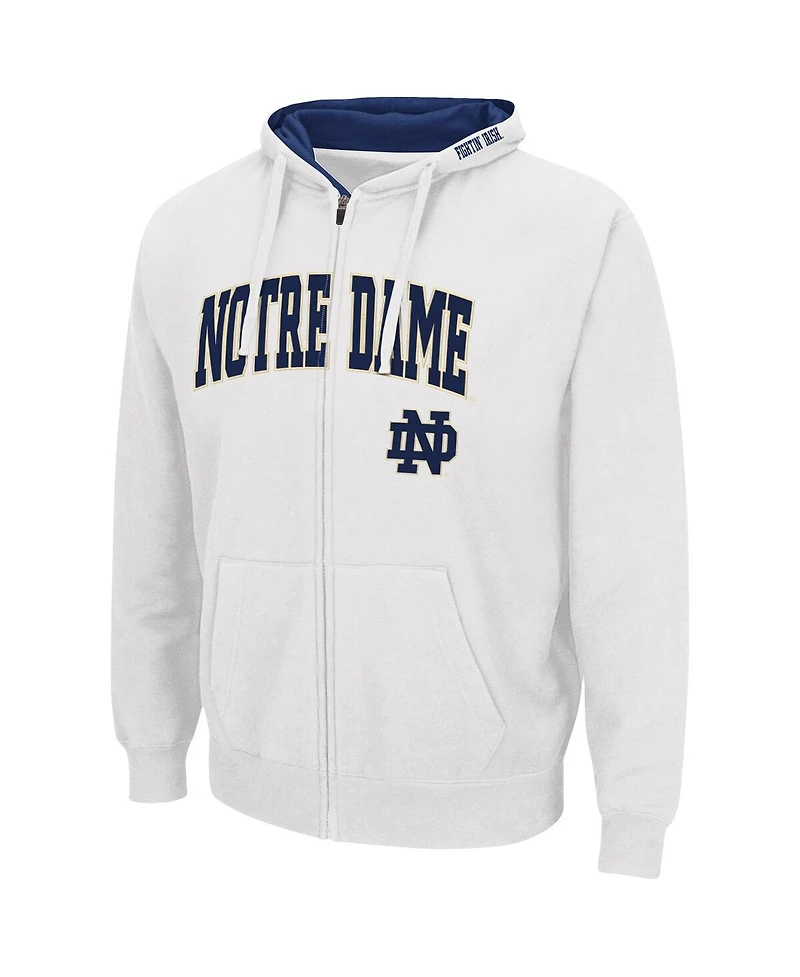 Men's Colosseum White Notre Dame Fighting Irish Arch and Logo 3.0 Full-Zip Hoodie