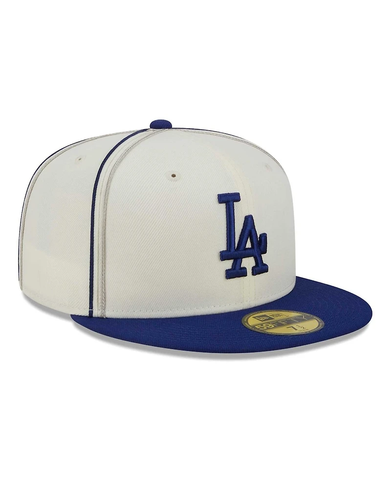 Men's New Era Cream, Royal Los Angeles Dodgers Chrome Sutash 59FIFTY Fitted Hat