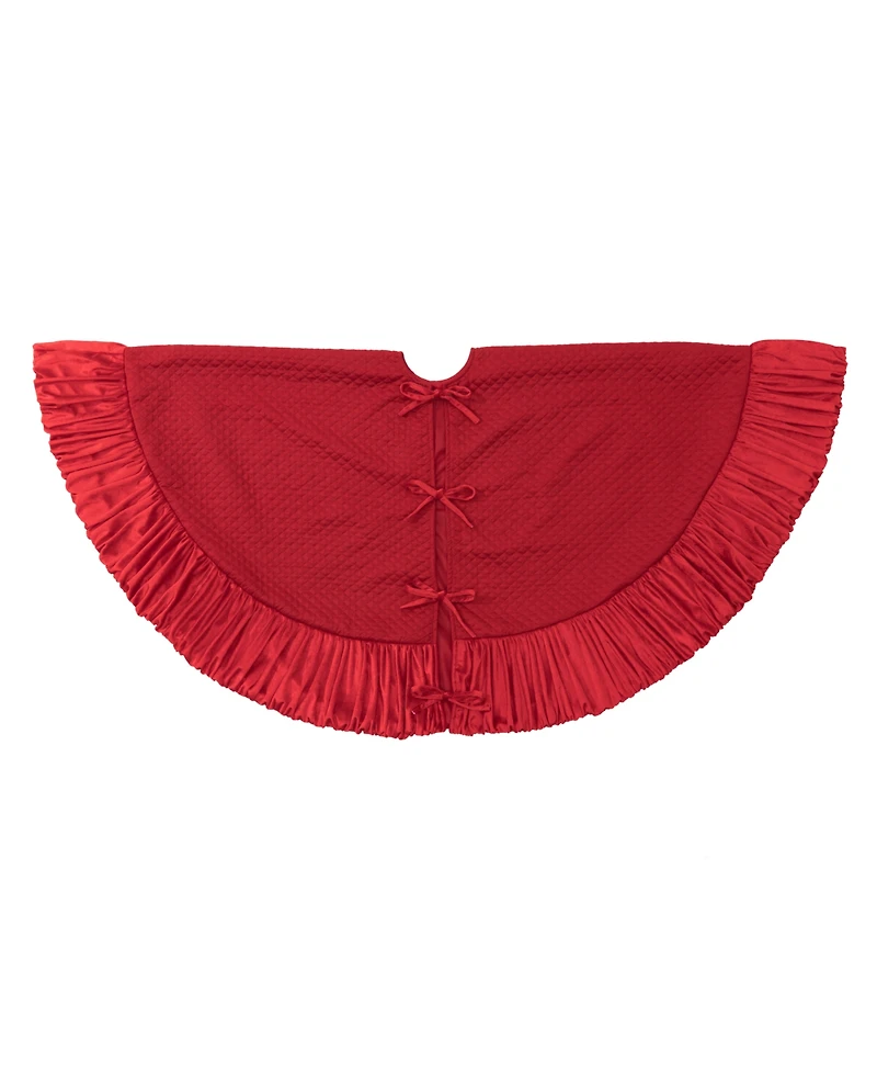Glitzhome 72"D Oversized Deluxe Velvet Ruffled Christmas Tree Skirt