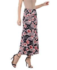24seven Comfort Apparel Women's Floral Maxi Skirt