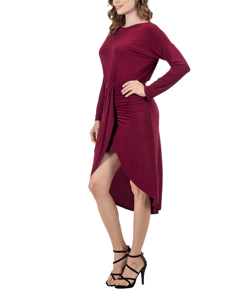 24seven Comfort Apparel Women's Long Sleeve Knee Length Dress