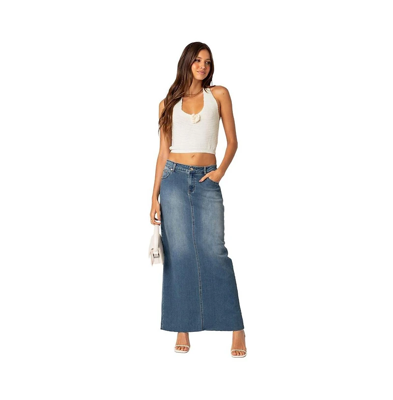 Women's Elowyn slitted denim maxi skirt