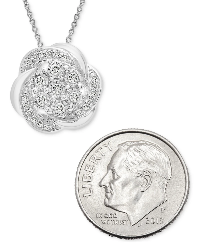 Diamond Flower 18" Pendant Necklace (1/4 ct. t.w.) in Sterling Silver, Created for Macy's