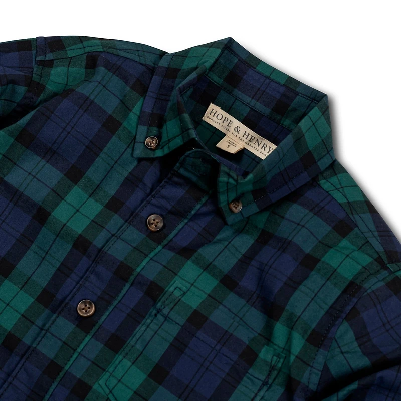 Hope & Henry Baby Boys Organic Stretch Poplin Long Sleeve Button Down Shirt