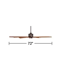 Casa Vieja 72" Predator Industrial Rustic Farmhouse Indoor Outdoor Ceiling Fan with Remote Control English Bronze Cherry Damp Rated for Patio Exterior