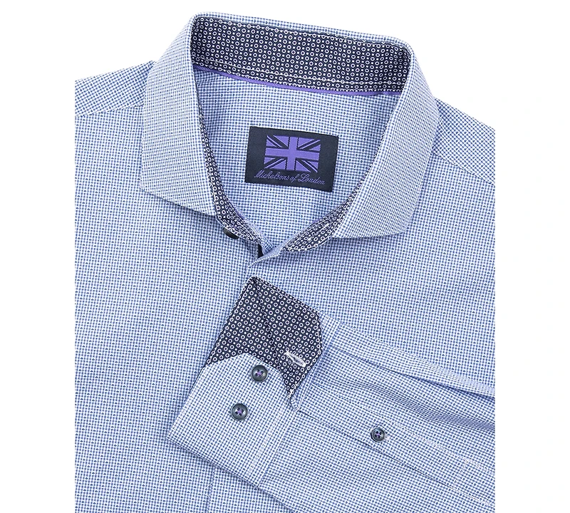 Michelsons of London Men's Regular-Fit Gingham Dot Dress Shirt