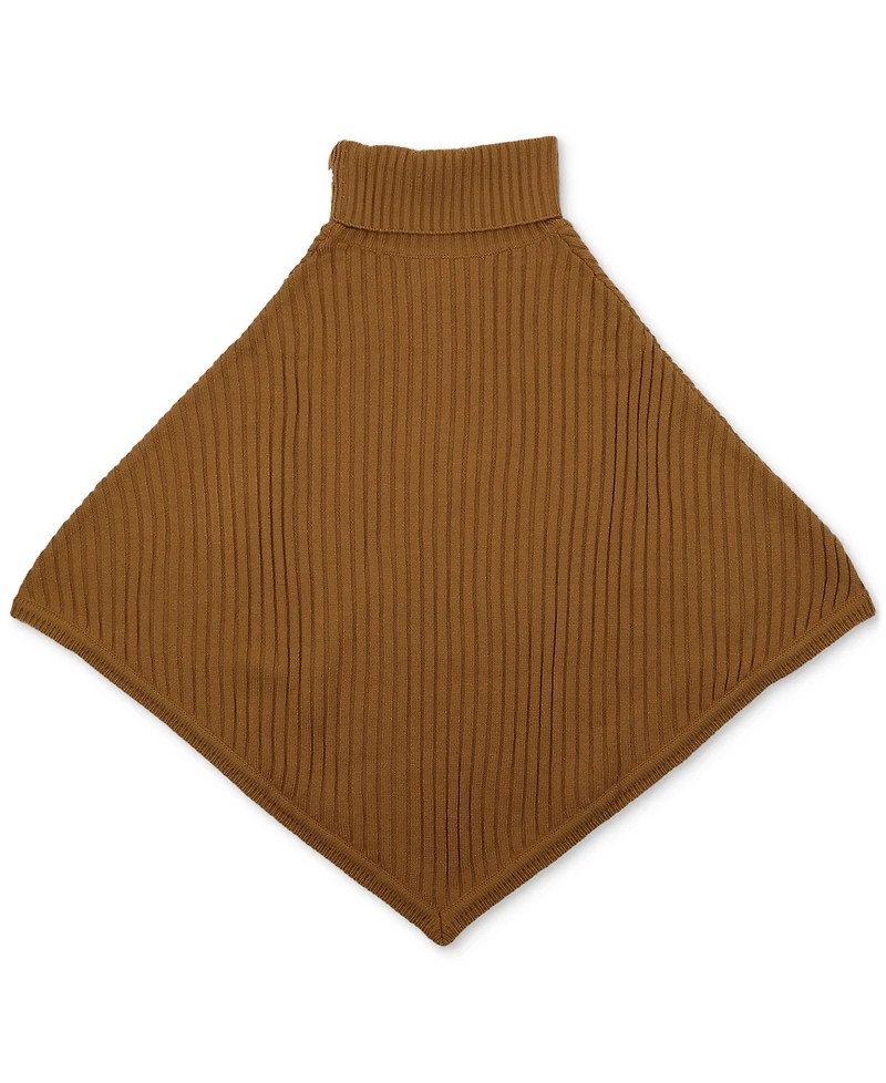 Michael Michael Kors Women's Wide-Rib Button Turtleneck Poncho