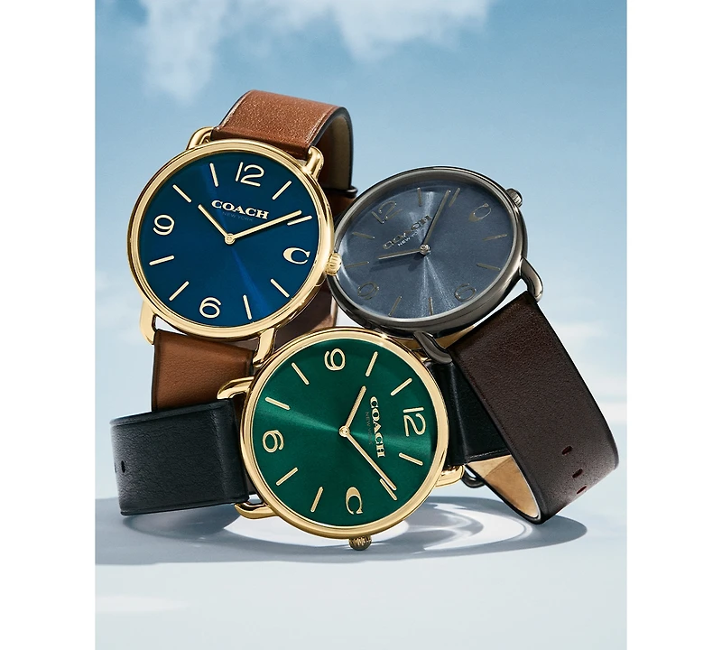 Coach Unisex Elliot Saddle Leather Strap Watch 40mm
