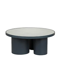 Tov Furniture 1 Piece Nautilus Wood and Iron Glass Top Coffee Table