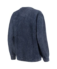 Women's Pressbox Navy Penn State Nittany Lions Comfy Cord Vintage-Like Wash Basic Arch Pullover Sweatshirt