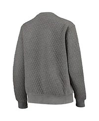 Women's Pressbox Heather Charcoal Iowa Hawkeyes Moose Quilted Pullover Sweatshirt