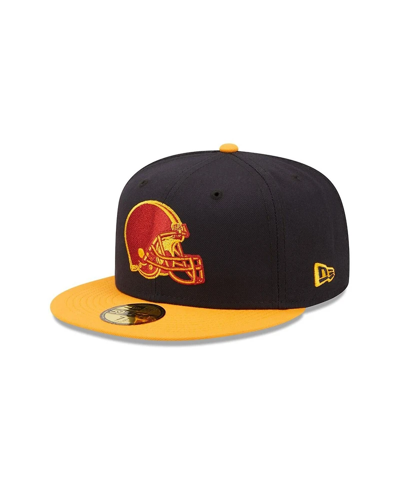 Men's New Era Navy, Gold Cleveland Browns 60th Anniversary 59FIFTY Fitted Hat