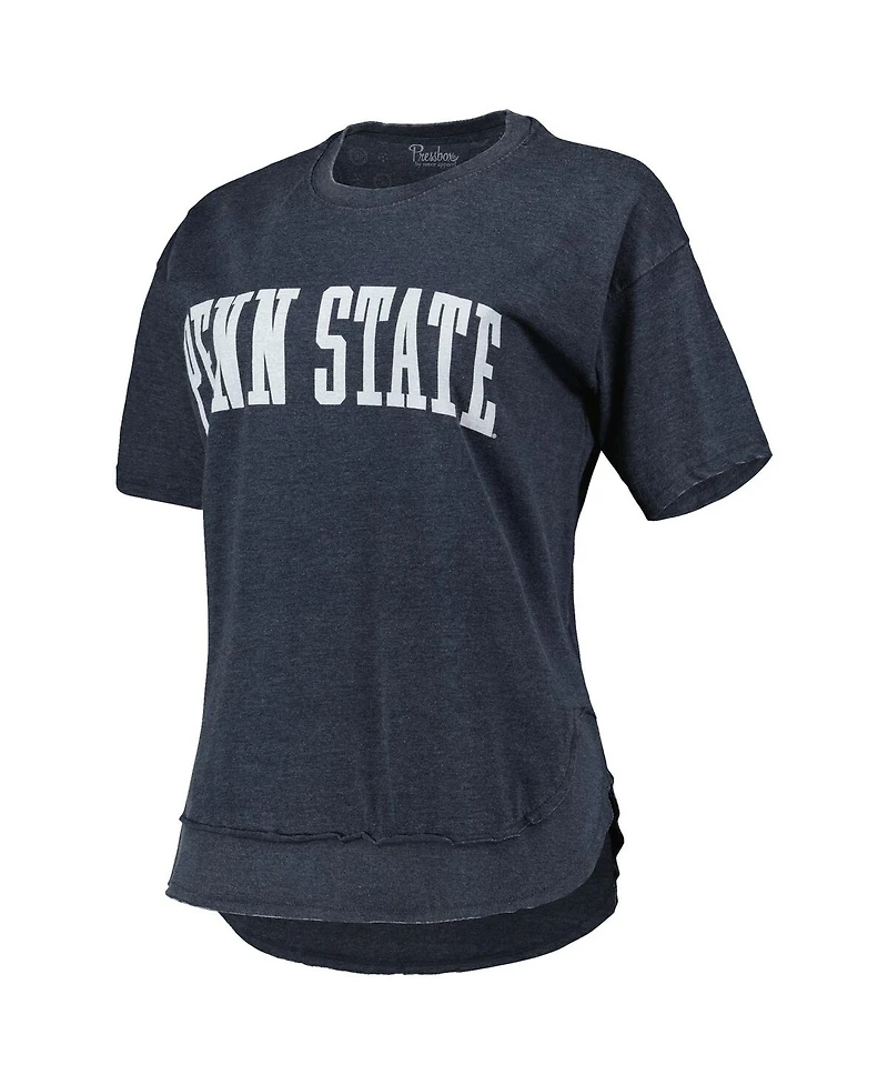Women's Pressbox Heathered Navy Penn State Nittany Lions Arch Poncho T-shirt