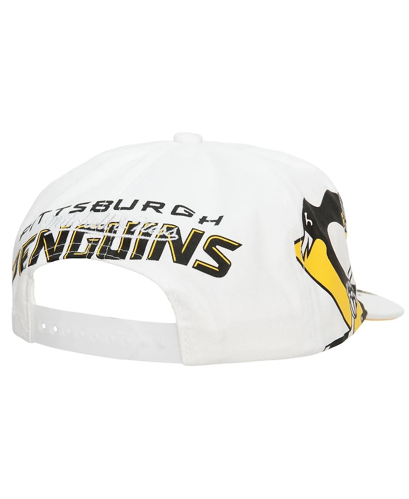 Men's Mitchell & Ness White Pittsburgh Penguins In Your Face Deadstock Snapback Hat