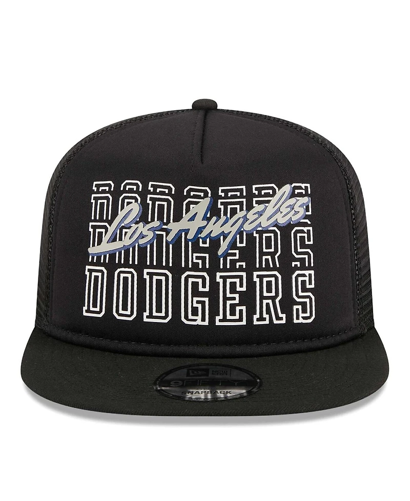 Men's New Era Black Los Angeles Dodgers Street Team A-Frame Trucker 9FIFTY Snapback Hat