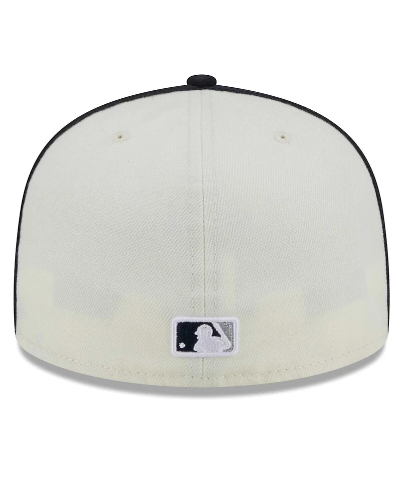 Men's New Era Cream, Navy Detroit Tigers Chrome Sutash 59FIFTY Fitted Hat