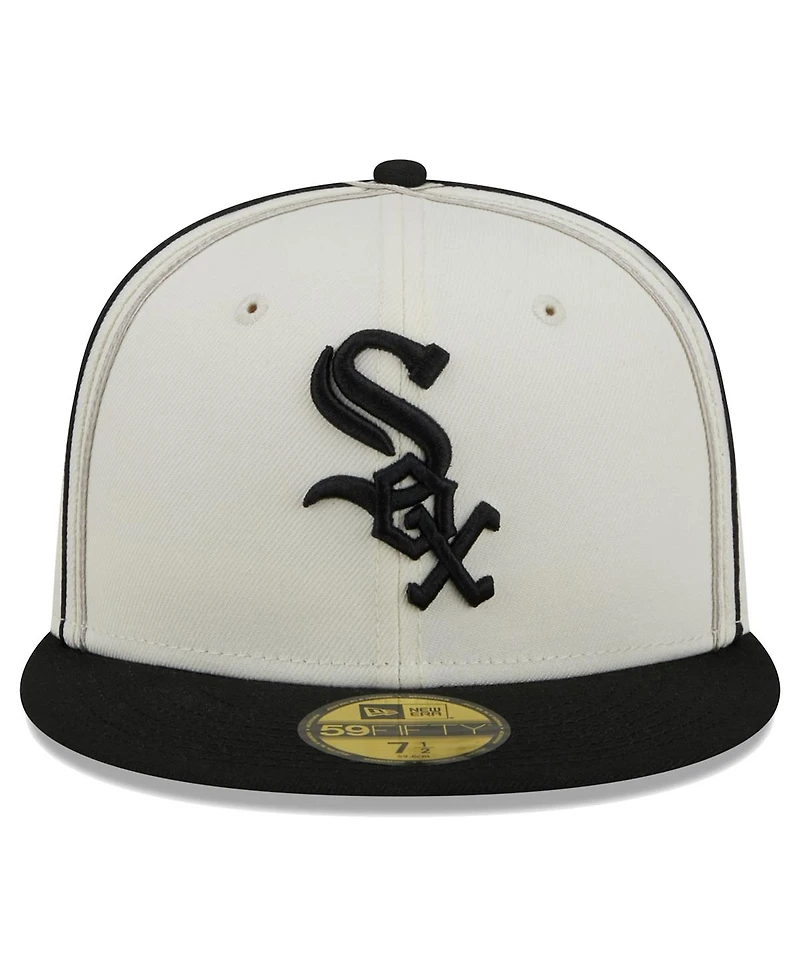 Men's New Era Cream, Black Chicago White Sox Chrome Sutash 59FIFTY Fitted Hat