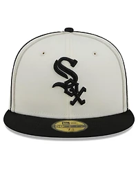 Men's New Era Cream, Black Chicago White Sox Chrome Sutash 59FIFTY Fitted Hat