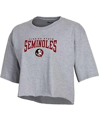Women's Champion Heather Gray Florida State Seminoles Boyfriend Cropped T-shirt