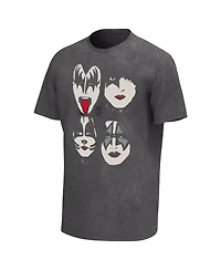 Men's Black Kiss Faces Washed Graphic T-shirt