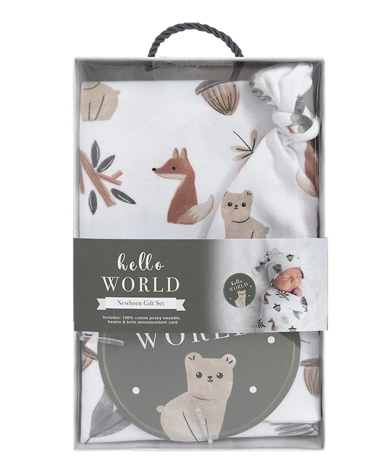 Living Textiles Baby Boys or Baby Girls Hello World Gift Set