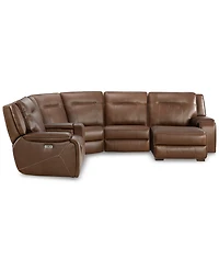Closeout! Hansley 5-Pc. Zero Gravity Leather Sectional with Power Recliner and Chaise, Created for Macy's