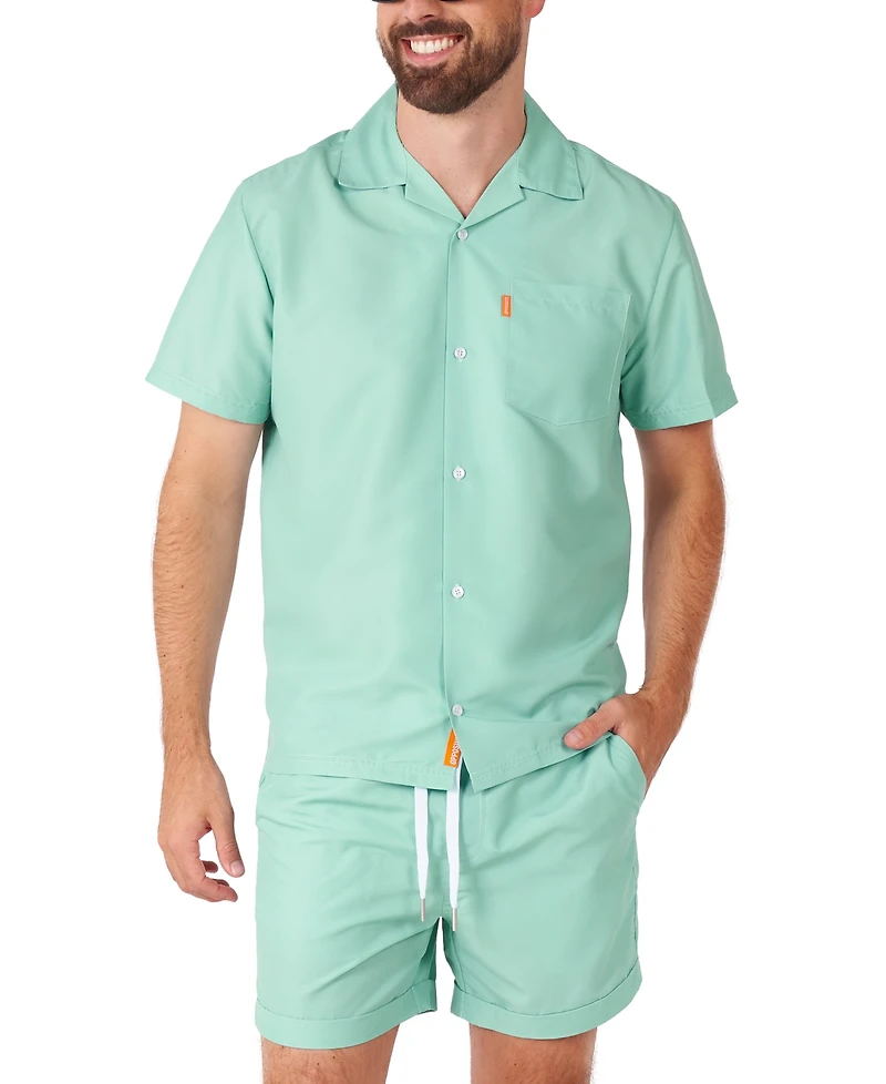 OppoSuits Men's Summer set - 2 Piece Beach Wear Mint Green Blue Matching Shirt and Shorts