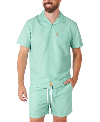 OppoSuits Men's Summer set - 2 Piece Beach Wear Mint Green Blue Matching Shirt and Shorts