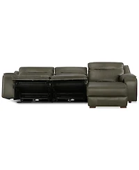 Closeout! Hansley 3-Pc Zero Gravity Leather Sofa with 2 Power Recliners and Chaise, Created for Macy's
