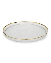 Classic Touch Pebbled Glass Dinner Plates Raised Rim with Border, Set of 4