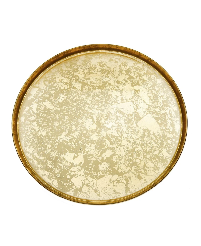 Classic Touch 8.25" Gold Gliter Salad Plates with Rasied Rim 4 Piece Set, Service for 4