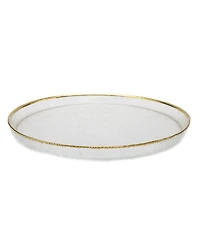 Classic Touch Pebbled Glass Charger Plates Raised Rim with Border, Set of 4