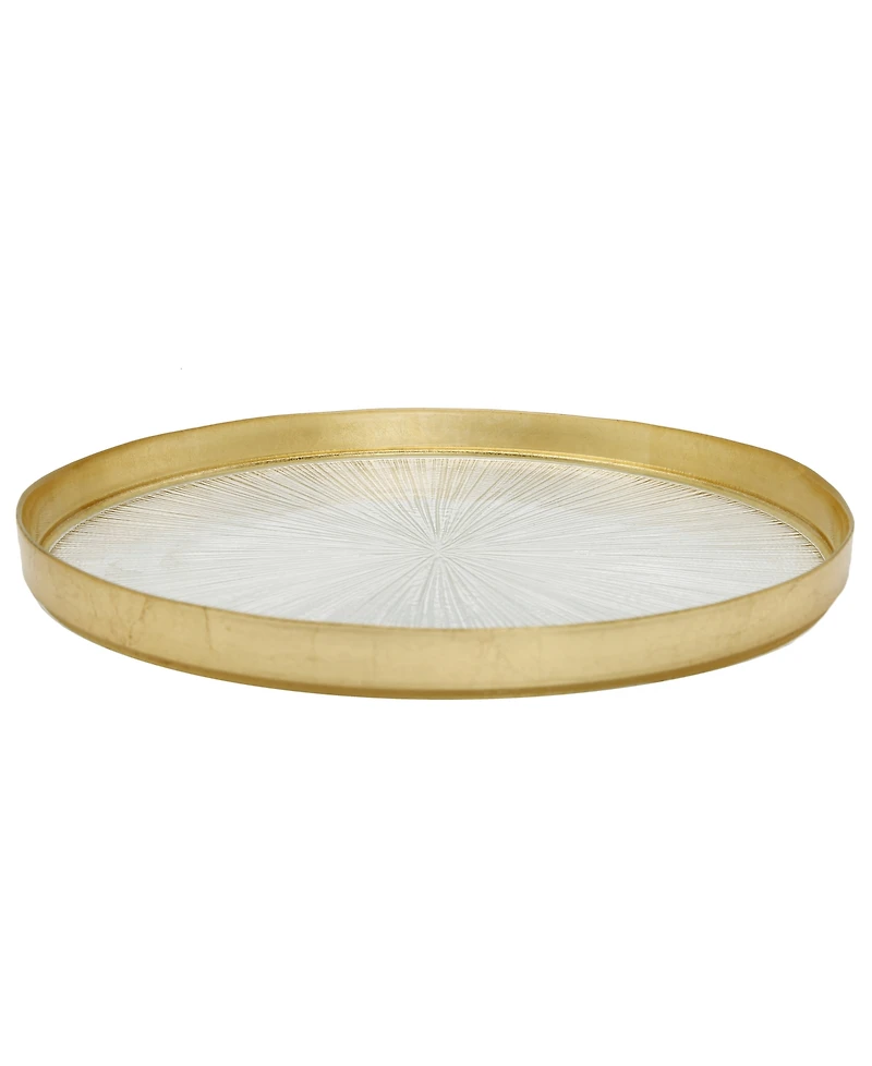 Classic Touch 11" Crystal Glass Dinner Plates with Gold Border 4 Piece Set, Service for 4