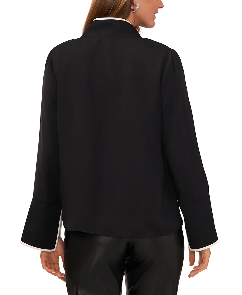 Vince Camuto Women's Split-Neck Contrast-Trim Tunic Top