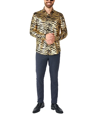 OppoSuits Men's Shiny Golden Theme Party Shirts For Men