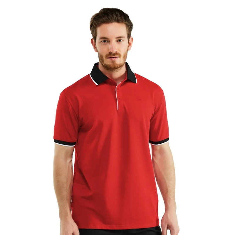 Men's Classic-Fit Cotton-Blend Pique Polo Shirt with Contrast Collar
