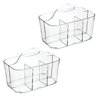 mDesign Plastic Craft & Sewing Storage Organizer Caddy Tote Bin - 2 Pack - Clear